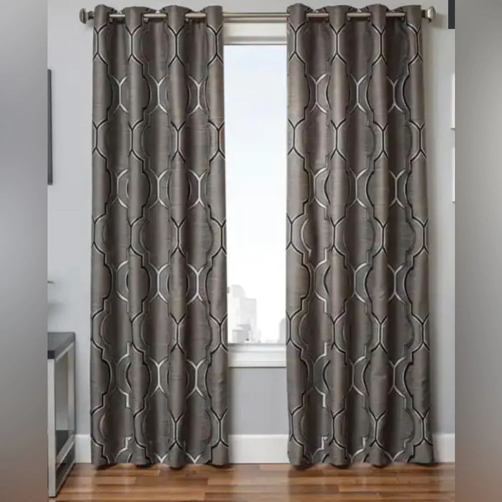 Softline Trenton Grommet Top Curtain Panel Pair 55x96 Color: Platinum